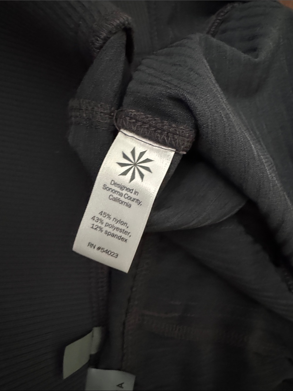 Athleta Gray Black Ribbed Waistband Active Pants - Picture 3 of 5